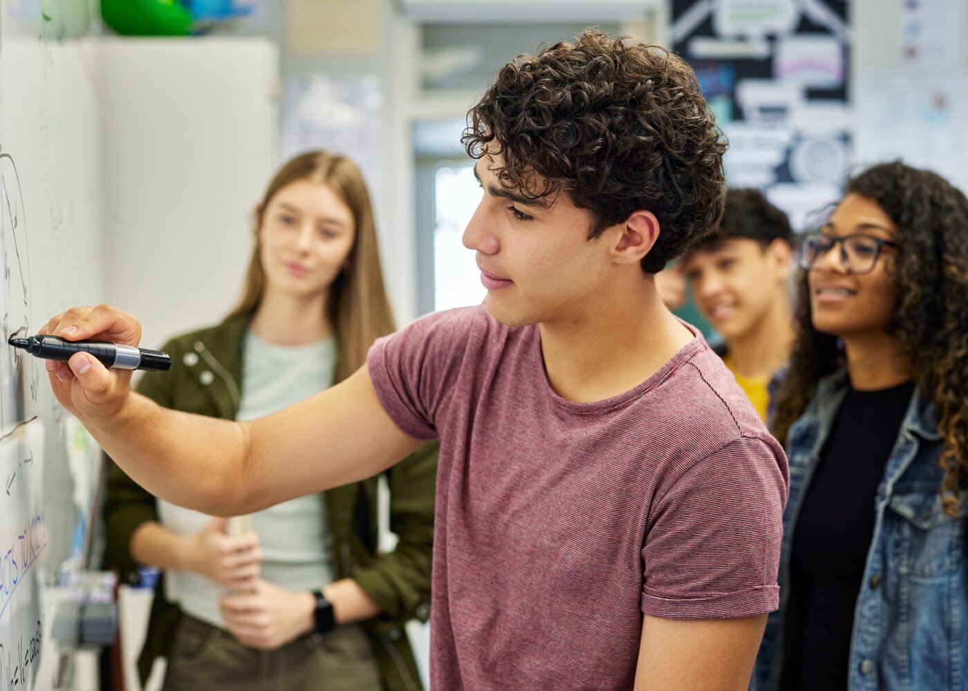 Students whiteboard teaching