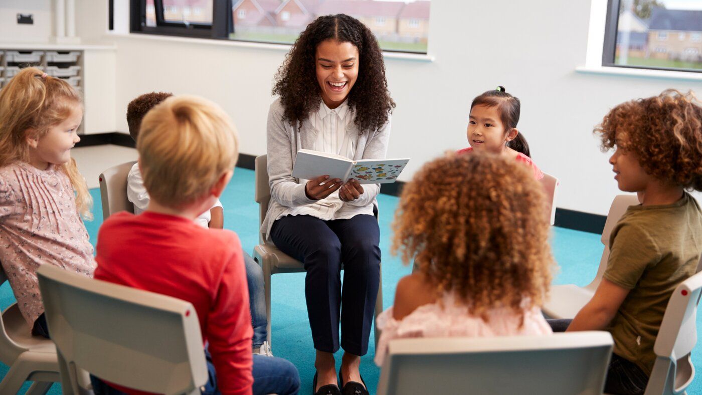 Teacher reading classroom
